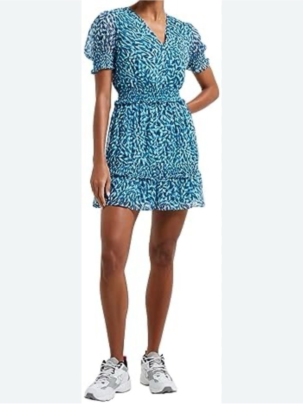 French Connection Blue Printed Smocked Mini Dress 💙✨